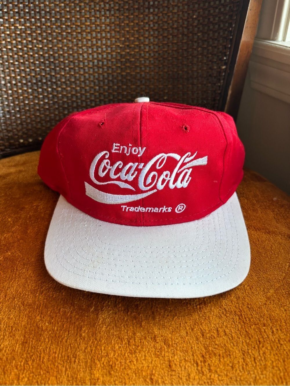 Vintage Coca-Cola Snapback Hat Red White Embroidered Logo Cap Retro USA Soda